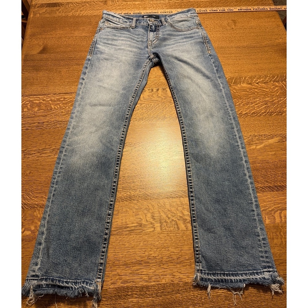 Buckle BKE Jeans Mens Blue Aiden Denim Pants Faded Washed Out Frayed Hem 30 x32